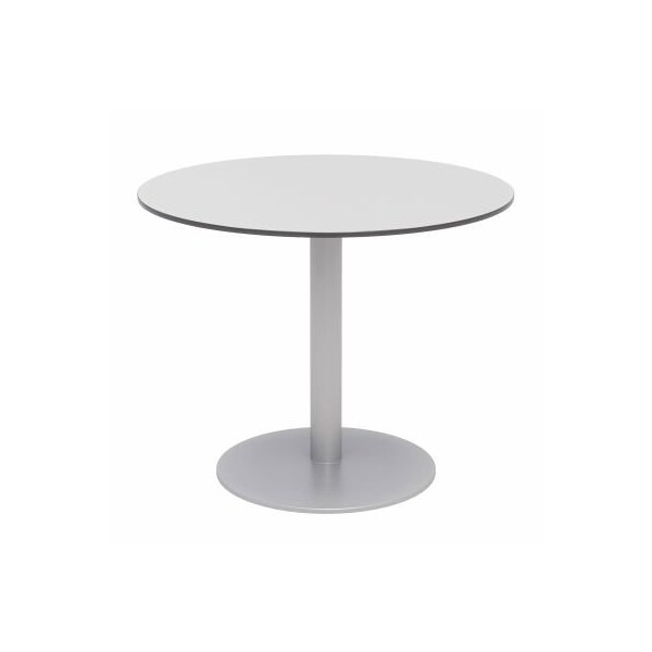 Kfi 36" Round Outdoor Cafe Table - Fashion Gray Phenolic Top - Silver Aluminum Frame - Ivy Series OLTP36RD-B2200SL-D381 - main